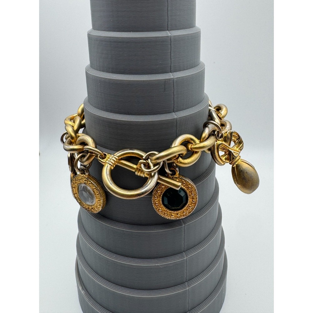 Vintage Elizabeth Taylor Charm Bracelet White Diamonds Perfume Toggle Clasp - Picture 8 of 10